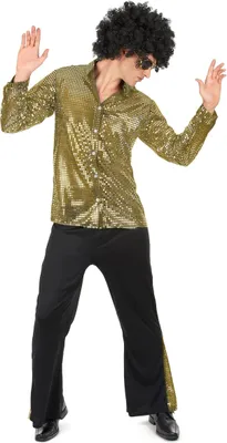Produktbild von Disco Kostüm für Herren gold-schwarz - M