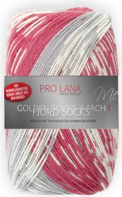 Produktbild von Pro Lana Fjord Socks 100g 183 rot-weiß-grau Color