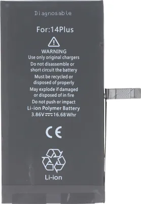Produktbild von Akku passend für Apple iPhone 14 Plus, diagnostizierbar, Li-Polymer, 3,86V, 4325mAh, 16,68Wh, ohne Werkzeug