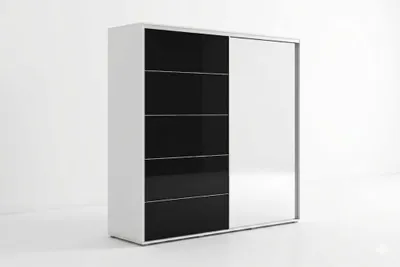 Zdjęcie produktu dla Szafa A11 biała z przesuwnymi drzwiami, z lustrem – 200 x 62 x 245 cm