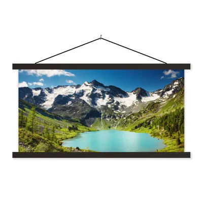 Produktbild von MuchoWow® Textilposter Schnee - Berg - Wasser 120x60 cm mit schwarzem Rahmen - Dekoration Schlafzimmer