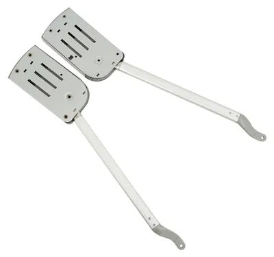 Produktbild von Hydraulische Klappenstütze für Schranktür - 2er Set Gasdruckdämpfer - Länge 56,3 cm - Für Türgewicht 7–8 kg - Für Hoch- und Alurahmentüren - Eisen - Grau