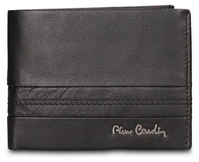 Immagine prodotto di Portafoglio da uomo Pierre Cardin, in vera pelle, nero, modello compatto e aperto