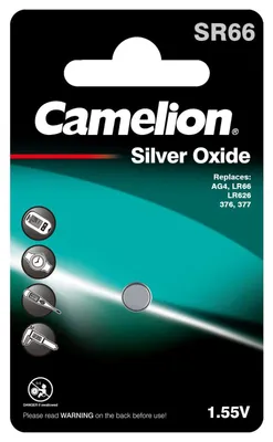 Produktbild von Camelion Knopfzelle,Uhrenbatterie SR66/SR66W / G4 / LR626 / 377/177 / SR626 1er Blister