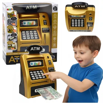 Obrázek produktu pro Lebula pokladnička bankomat trezor černo zlatý pin zvuk