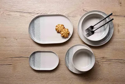 Produktbild von Servierplatte 20 x 30cm 6er Set Trio grau