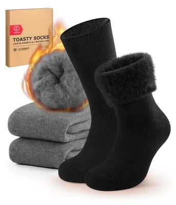 Imagen del producto de Calcetines térmicos - Suela de felpa gruesa - Antideslizantes - Hombre - Gris - 2 pares