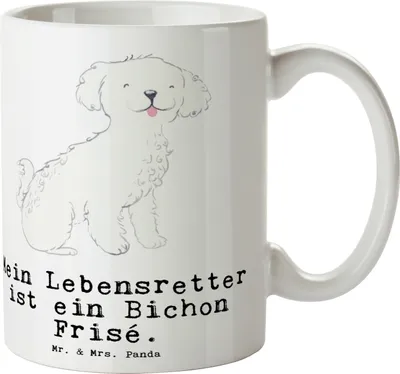 Produktbild von Mr. & Mrs. Panda Tasse Bichon Frisé Lebensretter - Weiß - Geschenk, kaffeebecher keramik, Teetasse, Kaffeetasse, Trinkbecher