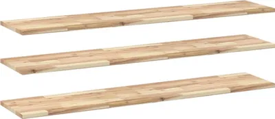 Productafbeelding van vidaXL Zwevende wandplanken, 3 stuks, 160x30x2 cm, massief acaciahout, onbehandeld