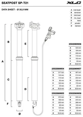 Produktbild von XLC Dropper Post SP-T21 30,9mm - Teleskopstütze 456mm mit 150mm Hub, integrie...