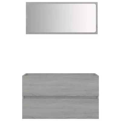 Produktbild von 2-tlg. Badmöbel-Set Grau Sonoma Holzwerkstoff