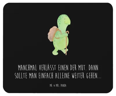 Produktbild von Mr. & Mrs. Panda Mauspad Schildkröte Wanderer - Schwarz - Geschenk, laptop, Schildkröten, Motivationssprüche, pc, Mousepad, Mouse Pad, Rucksack, Motivationsspruch