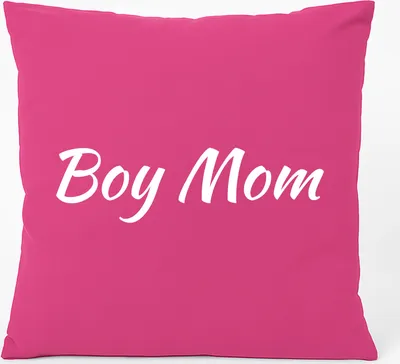 Produktbild von Huuraa Kissen Boy Mom Schriftzug 40x40cm mit Füllung Fuchsia Baumwolle Dekokissen Geschenkidee