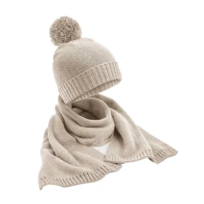 Immagine prodotto di Beechfield - Set di berretto e sciarpa speckled da donna RW9586 (taglia unica) (farina d'avena)