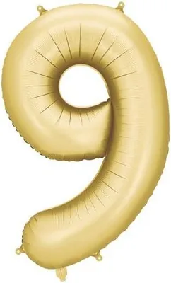 Obrázek produktu pro Fóliový balónek s číslem "9", 86 cm, zlatý
