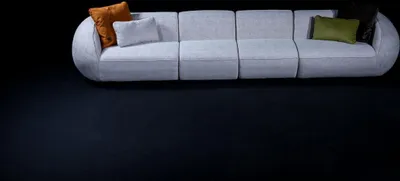 Immagine prodotto di Graue Wohnlandschaft Sechssitzer Polster Textilsofa Ecklounge Modern