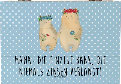 Produktbild von Mr. & Mrs. Panda Erinnerungsbox Mutter Bank 22 x 15 cm - Blau Pastell - Geschenk, Mutterliebe, herzerwärmende Sprüche, Muttertag, uneigennützige Liebe, Box, fotobox