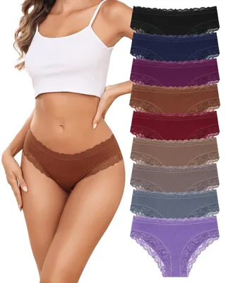 Imagen del producto de Conjunto de 9 braguitas de algodón para mujer con encaje