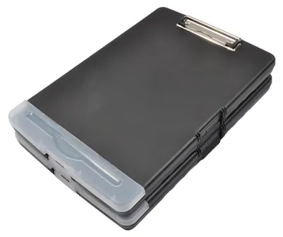 Productafbeelding van A4 documentenhouder met clip, 2-in-1, metalen clip, roestvrij, map met pennenhouding voor kantoor