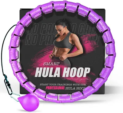 Produktbild von Gewichtshula-Hoop, 22 bis 44 Zoll, mit Zähler, für Bauchmuskeltraining, lila