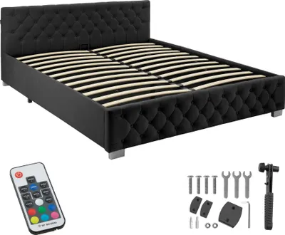 Produktbild von tectake® Polsterbett Daytona in Samtoptik mit Steppmuster großer Stauraum