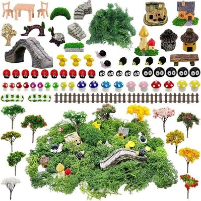 Immagine prodotto di Accessori da giardino per esterni - Decorazioni paesaggistiche in miniatura - 83 pezzi - Decorazioni da giardino fai da te con diversi modelli di alberi