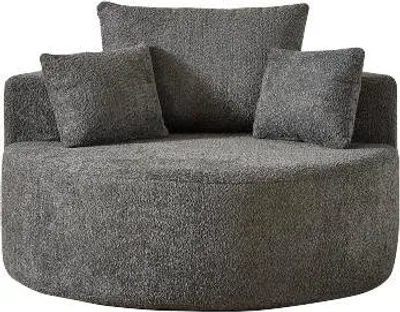 Produktbild von 127x127x85cm Grau Chenille Schaumstoff Einzelsessel Flauschig Modern Schlafsessel Wohnzimmer Schlafzimmer Lounge Ohne Montage Sofa