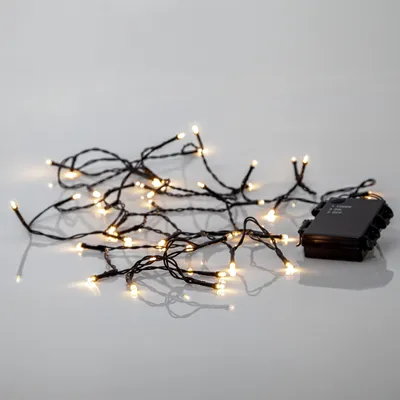 LED Lichterkette - AKKU - 40 warmweiße LED - L: 2,8m - Batterie - Timer - outdoor - schwarz