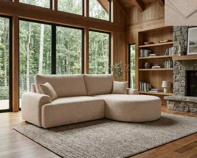 Obrázok produktu pre Rohová sedačka TERACINA Nordelo s funkciou spania a úložným priestorom Universal L/R 246 cm látka GLOW 2 BEIGE