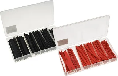 Produktbild von 200 teiliges Sortiment Schrumpfschlauch rot und schwarz