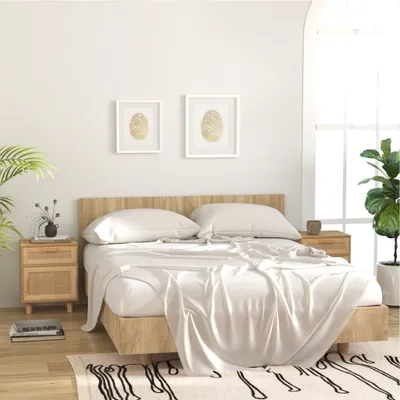 Immagine prodotto di The Living Store Comodini 2 pezzi. Pino massiccio marrone e rattan naturale