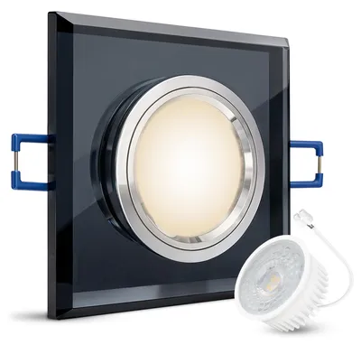 Produktbild von SSC-LUXon Design ALINA Einbaulampe aus Glas inkl. LED Leuchtmittel (wechselbar) 4W neutralweiß 230V - Einbau Deckenbeleuchtung schwarz