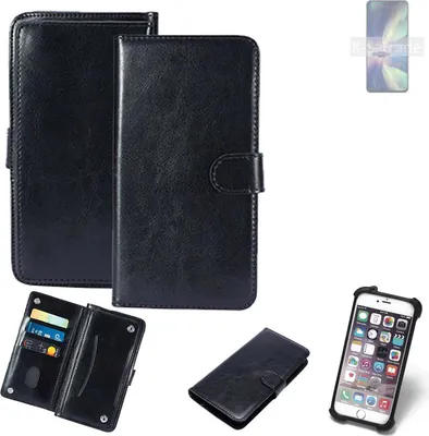 Produktbild von K-S-Trade 360° Hülle kompatibel mit ZTE Blade V40s schwarz Kunstleder Case BookCase WalletCase Kunstlederederhülle Handyhülle, Rundumschutz Bumper