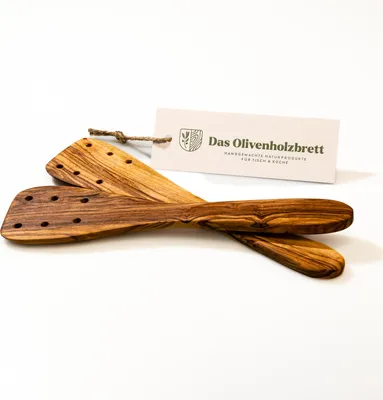 Produktbild von 2er Set Pfannenwender aus Olivenholz mit Löchern 30 cm