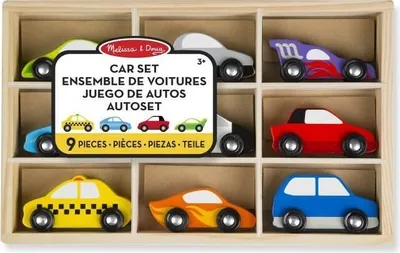 Zdjęcie produktu dla Melissa & Doug Zestaw drewnianych samochodzików - 9 elementów