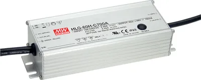 Produktbild von MEANWELL HLG-60H-C700A, AC-DC LED-Installationsnetzteil, Metallgehäuse, IP65 70W 50-100V 700mA CC
