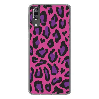 Produktbild von MuchoWow® Handyhülle Schutzhülle Hülle für Huawei P20 Pantherdruck - Rosa - Lila Silikon Softcase Handy Hülle - Hardcover