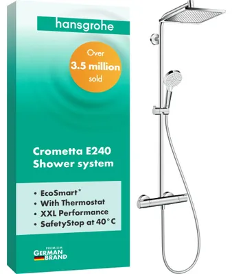 Duschsystem Crometta E 240, Chrom, 2 Strahlarten, wassersparend