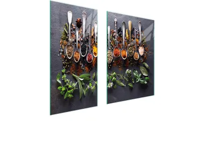 Produktbild von Herdabdeckplatten 2 teilig 75x52 Glaskeramikkochfeld Abdeckung Glas Schneidebrett Schiefer Küche
