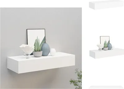 Immagine prodotto di vidaXL Mensola a muro con cassetto Bianco 60x23,5x10 cm MDF - Mensole a muro