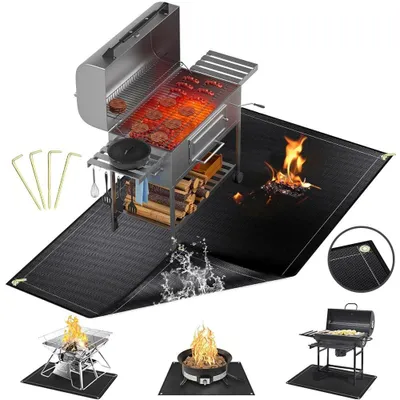 Immagine prodotto di Tappetino protettivo ignifugo per barbecue, 182 x 115 cm - Resistente all'acqua e all'olio
