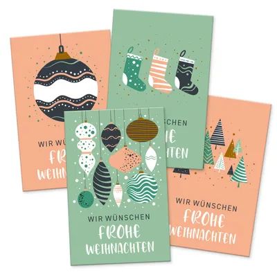Produktbild von itenga 24 x Geschenkekarten Frohe Weihnachten Weihnachtsdeko pastell in Visitenkartengröße