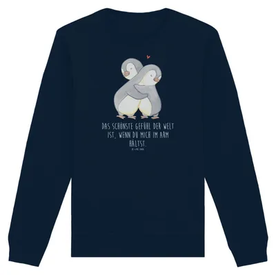 Produktbild von Mr. & Mrs. Panda Nachhaltiger Pullover Pinguine Kuscheln Größe S - French Navy - Geschenk, für Partner, Pulli, Baumwoll Sweatshirt, Mitbringsel, Valentinstag, Sweater