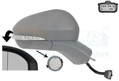 Produktbild von VAN WEZEL 1883818 Außenspiegel Seitenspiegel Rechts für FORD Mondeo V Kombi (CF) Asphärisch Beheizt Grundiert