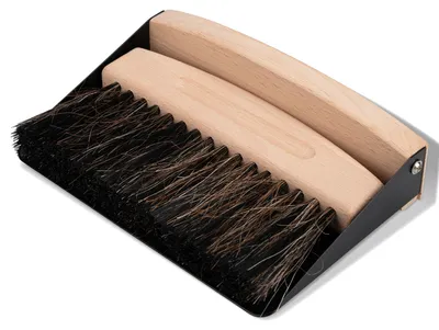 Besen-Set mit Kehrschaufel, 15,5x10x4 cm, schwarz, Buchenholz/Rosshaar/Stahl