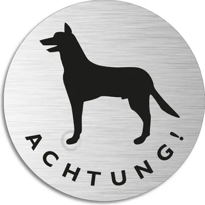 Produktbild von Schild - Achtung Hund | Türschild aus Aluminium Edelstahoptik Ø 75 mm