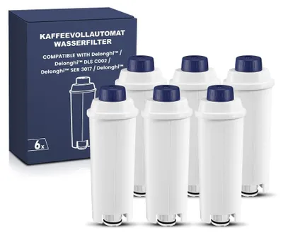Wasserfilter für Kaffeevollautomaten, 6 Stück, Kompatibel mit Delonghi