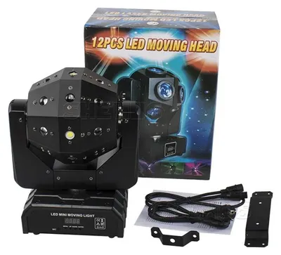 Zdjęcie produktu dla Światło efektowe typu "moving head" z dyskotekową kulą, laser RGBW, sterowanie DMX, 16 diod LED o mocy 3W