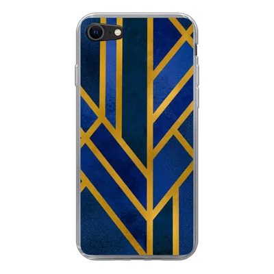 Produktbild von MuchoWow® Handyhülle Schutzhülle Hülle für iPhone 8 Gold - Blau - Luxus Silikon Softcase Handy Hülle - Schutzhaube