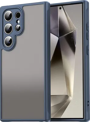 Produktbild von Matt Hülle für Samsung Galaxy S24 Ultra mit Kameraschutz, Transluzente Matt Rückseite Stoßfeste Handyhülle Blau